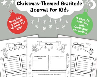 Kids' Gratitude Journal Printable | Includes Christmas Colouring For Kids | Download Yours Today