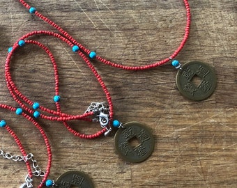 Lucky Coin necklaces with adjustable lobster clasps