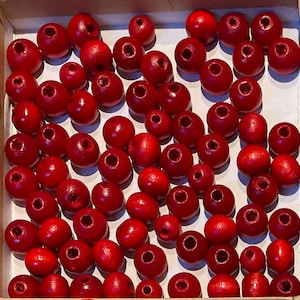 Wooden Beads in Vibrant Red