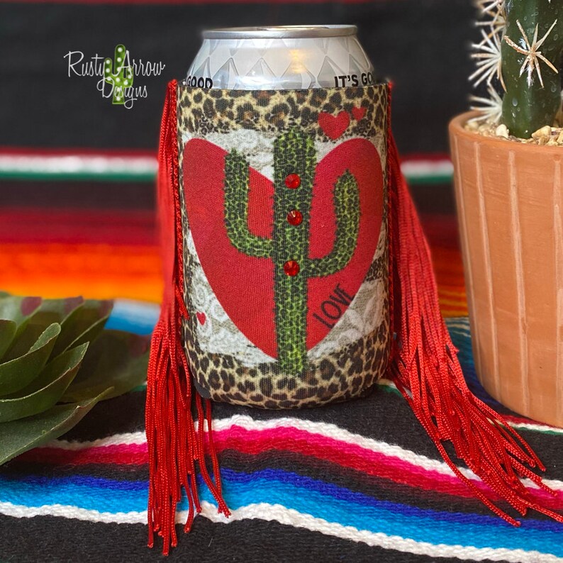 Cactus Heart Fringe Regular Can Coolie