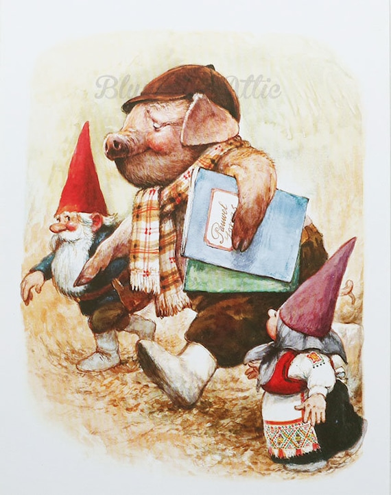 ヴィンテージ David the Gnome アート プリント、Rien Poortvliet 