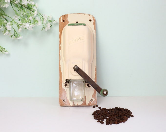 Vintage Mounted Cast Iron Wall Coffee Grinder, Pede Coffee Grinder