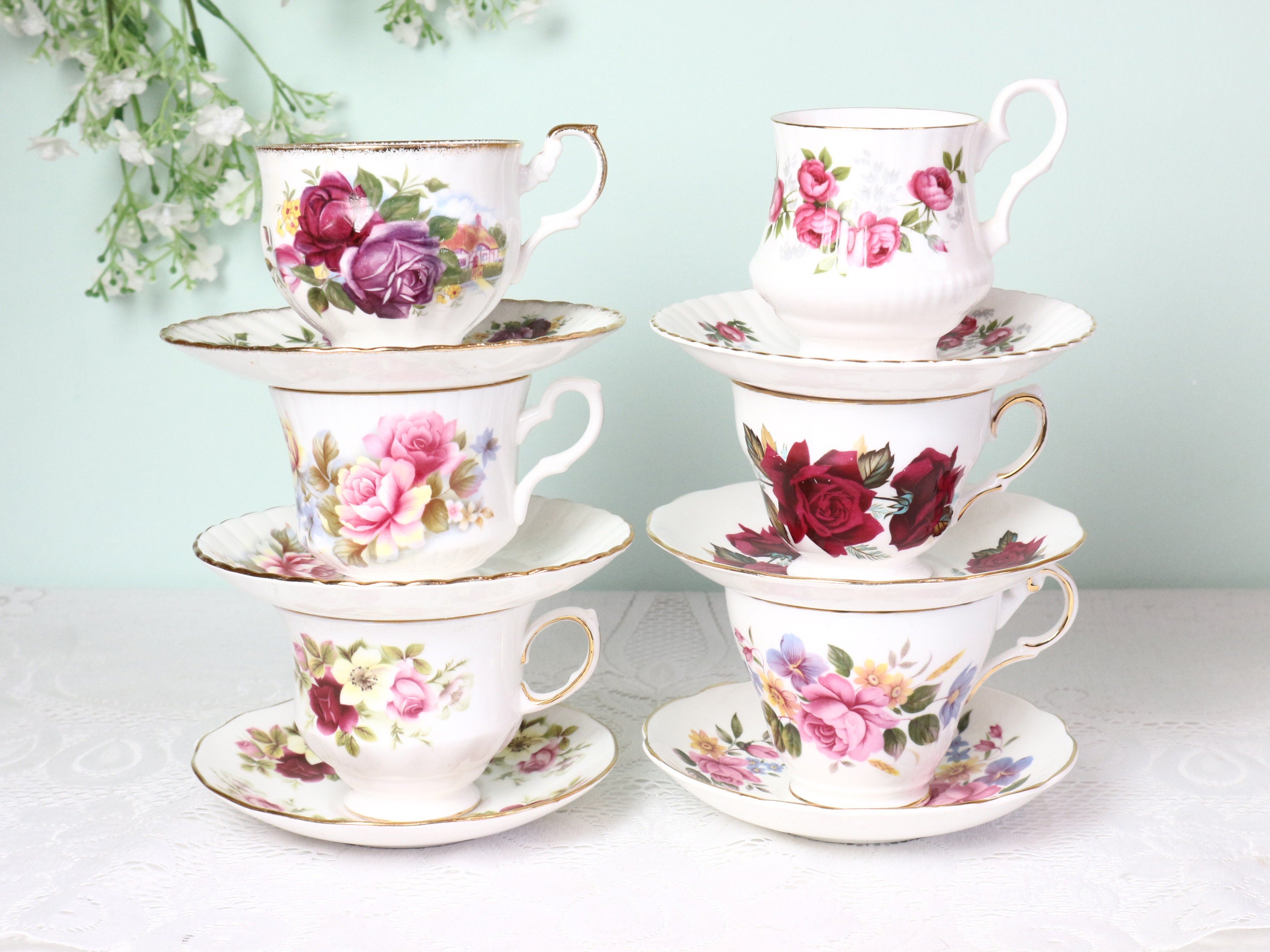 Cheval d’Orient set of 6 tea cups and saucers (n°1 to 6)
