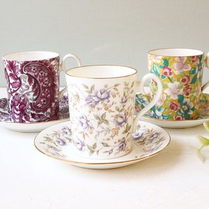 Set of 3 tea cups and saucers from Royal Albert, vintage floral teacups