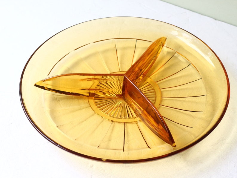 Vintage Yellow Glass Candy Dish. Depression Glass Amber. Etsy