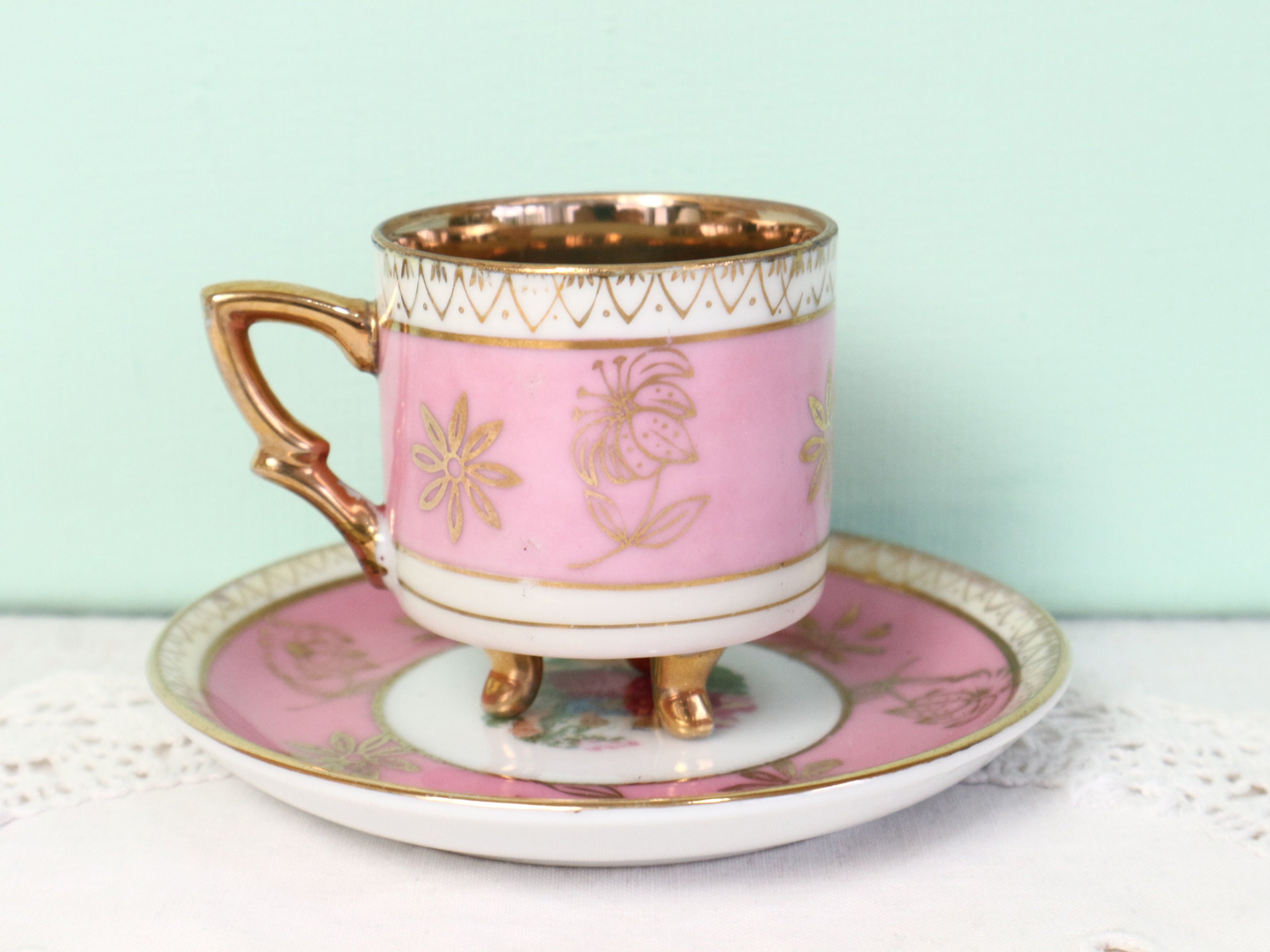 Vintage footed teacup and saucer baroque teacup fragonard Etsy