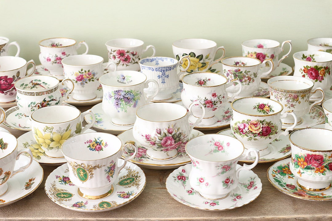 Mismatched Tea Cups and Saucers Set of 6 Vintage Cups With Etsy
