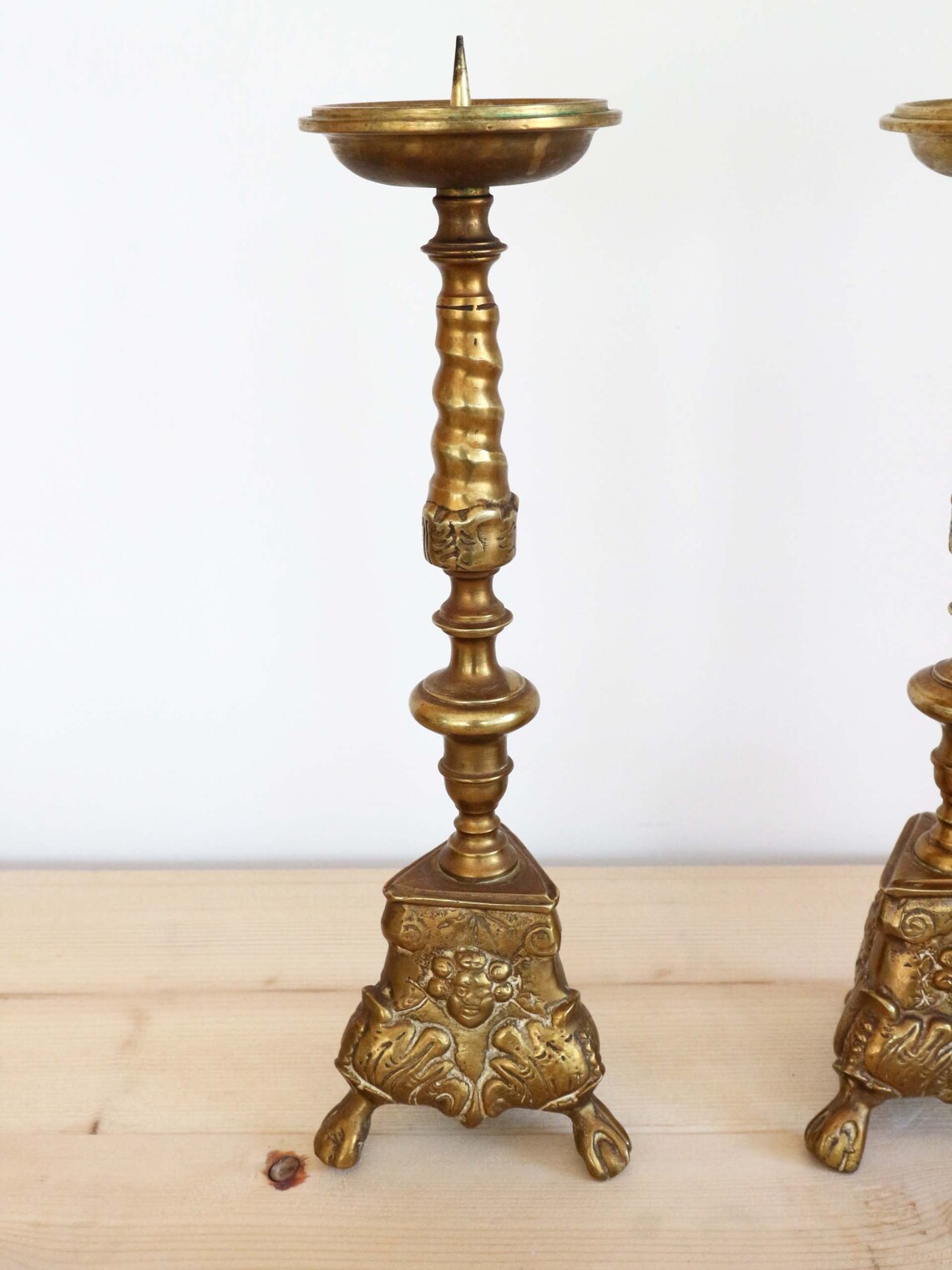 Antique French Candle Holders a Pair Bronze Church Altar Etsy