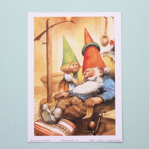 Vintage art print 80s. 13x18 cm. David the gnome taking a nap. By Rien Poortvliet.