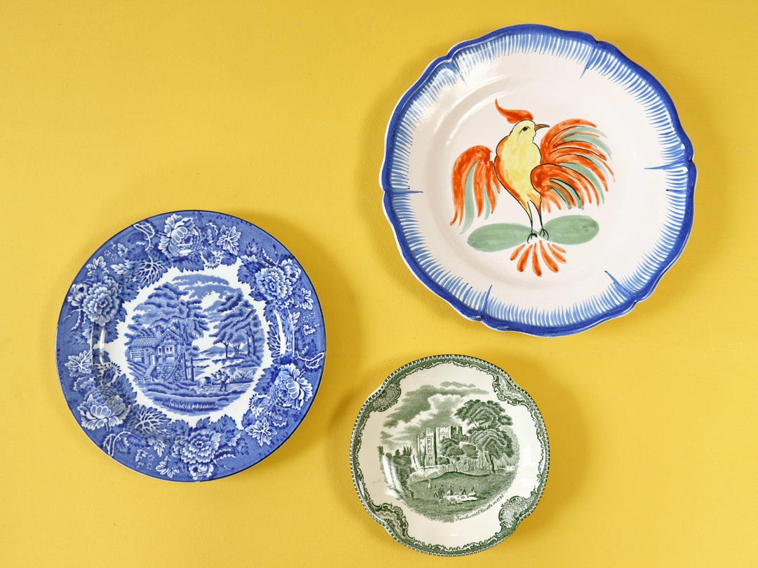 vintage-plate-set-of-3-plates-instant-wall-plate-collection-wall