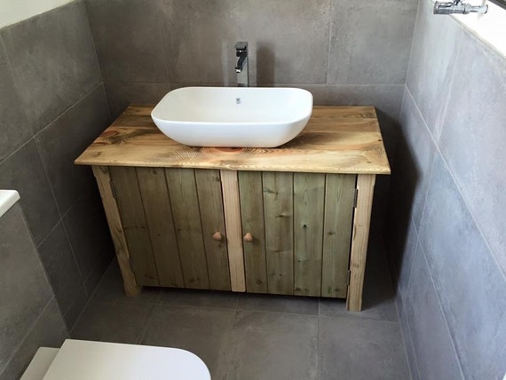 Rustic Wooden Vanity Unit 100 Cm Wide