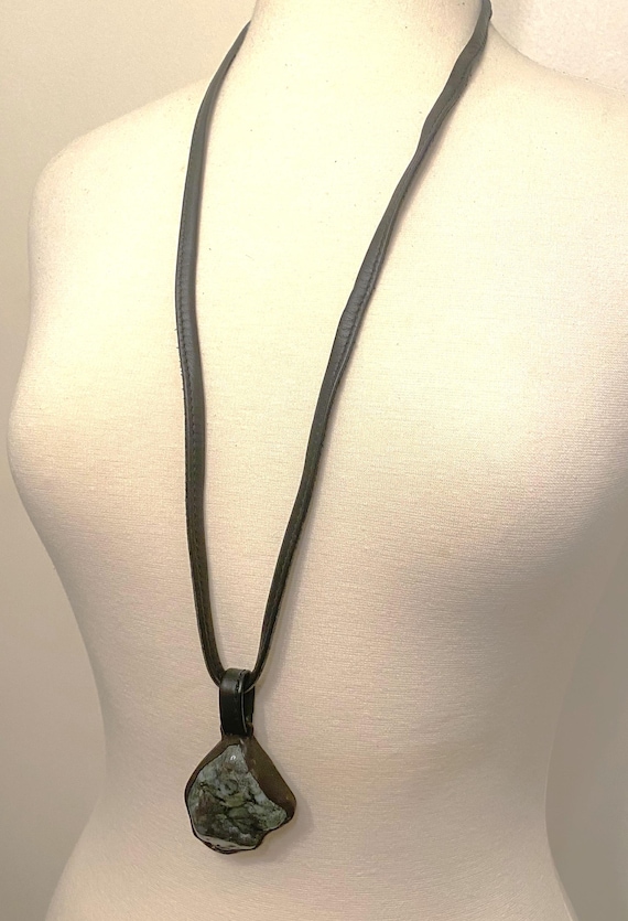Gerda Lynggaard Monies Leather, Metal & Chrysoprase Pendant Necklace