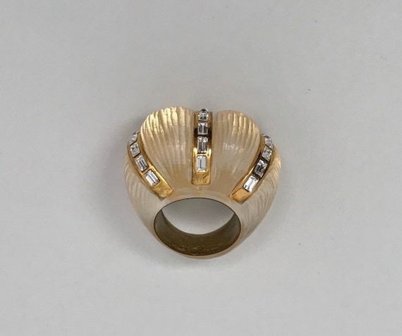 Alexis Bittar Champagne Color Lucite & Crystal Coc