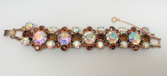 Stunning Vintage Juliana D&E Topaz AB 5 Link Bracelet