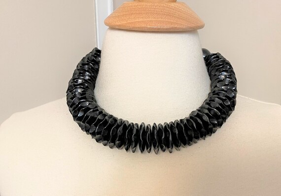 Stunning Danish Designer Modernistic Choker Buffalo Horn Black Necklace