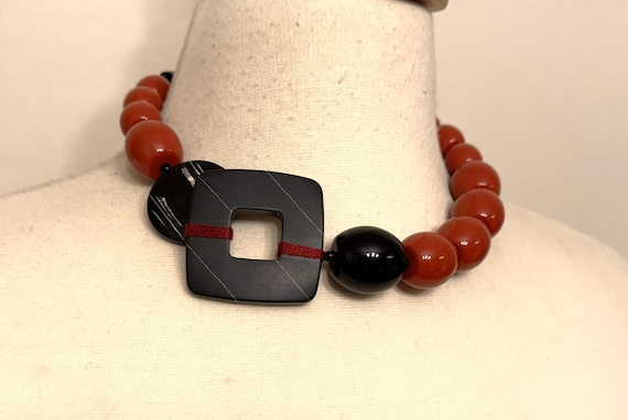 Angela Caputi Black & Red Resin Necklace