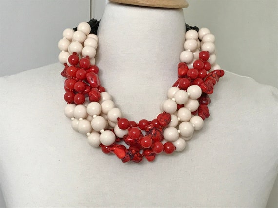 Gorgeous Acrylic & Dye Coral Necklace In The Style of Angela Caputi