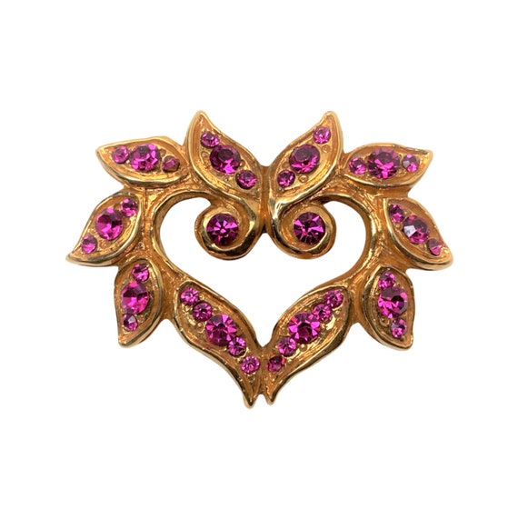 Vintage Christian Lacroix Gold Plated & Pink Crys… - image 1