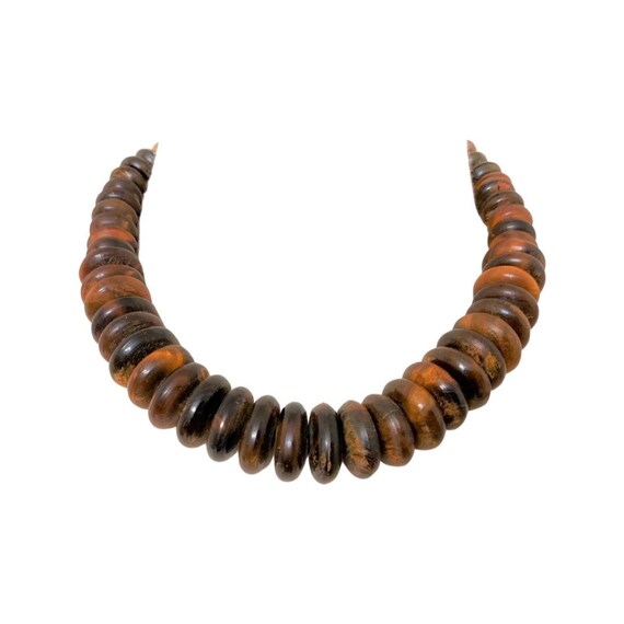 Stunning Danish Designer Modernistic Buffalo Horn Choker Brown Necklace