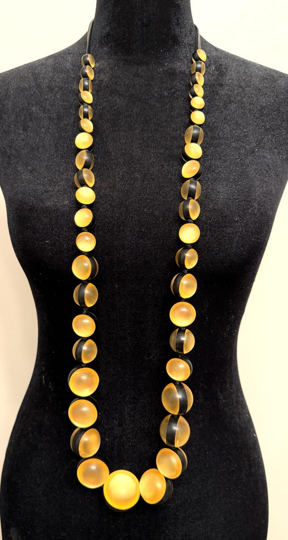 Gerda Lynggaard Monies Gold Foil Acrylic Beads Statement Long Necklace