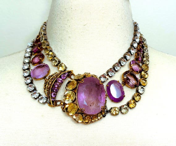 Iradj Moini Amethyst, Citrine & Crystal Detachable Pin Choker Necklace