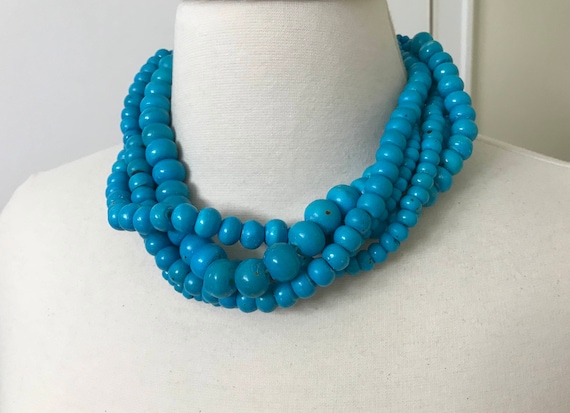 Danish Gerda Lynggaard – Monies Style Turquoise Multi Strand Necklace