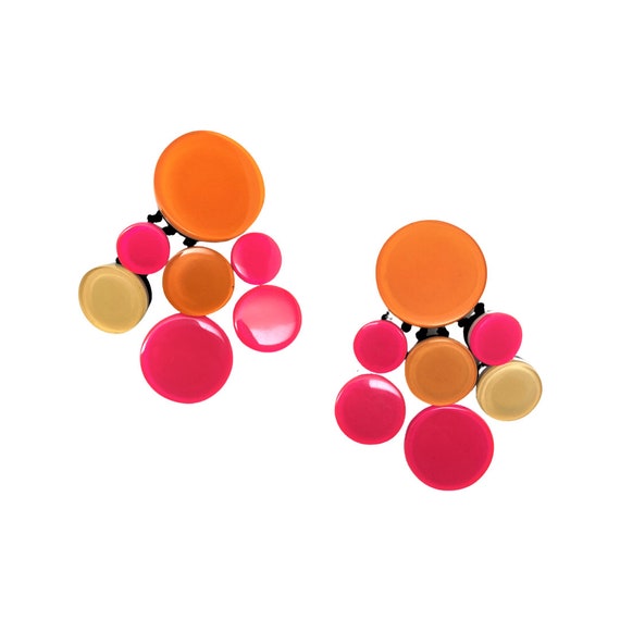 Stunning Designer Gerda Lynggaard-Monies Multi Color Acrylic Statement Earrings