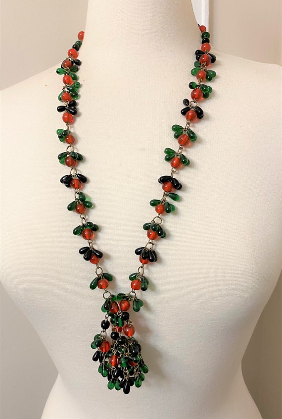 Stunning Antique Murano Orange, Black & Green Gla… - image 2