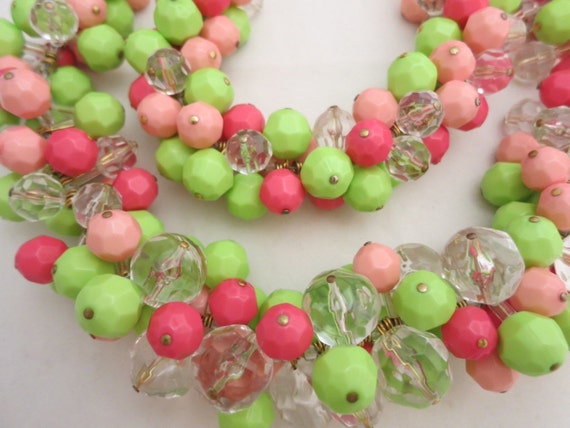 Stunning Moschino Resin Lime and Pink Resin Neckl… - image 4