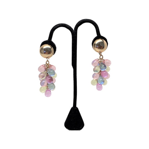 Stunning Pastel Color Cha Cha Lucite Statement Long Earrings