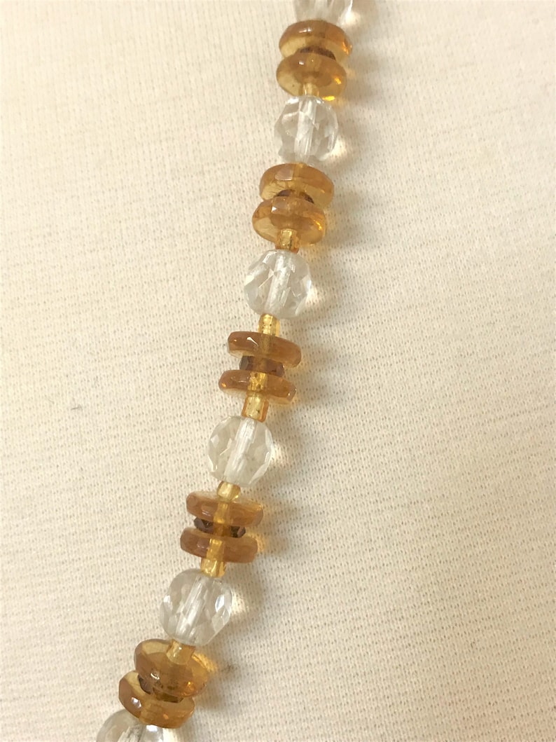 Vintage Czech Glass Long Necklace Marked On The Clasp