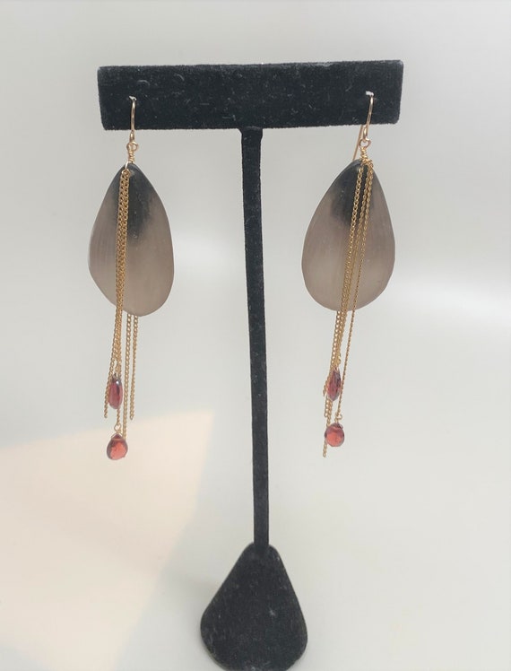 Alexis Bittar Gold & Brown Lucite, Rhinestone Earr
