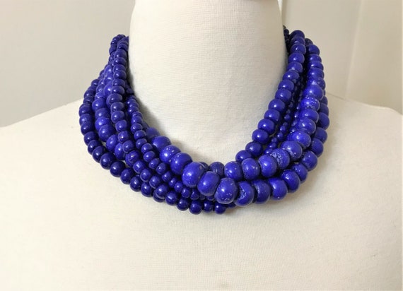 Danish Designer Multi Strands Dark Blue Necklace