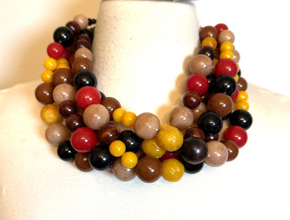 Gorgeous Resin Beads Multi Strand Necklace