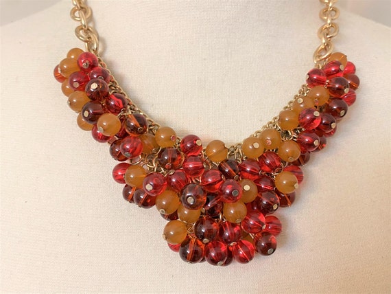 Vintage Gold Tone Chain, Resin Beads Necklace