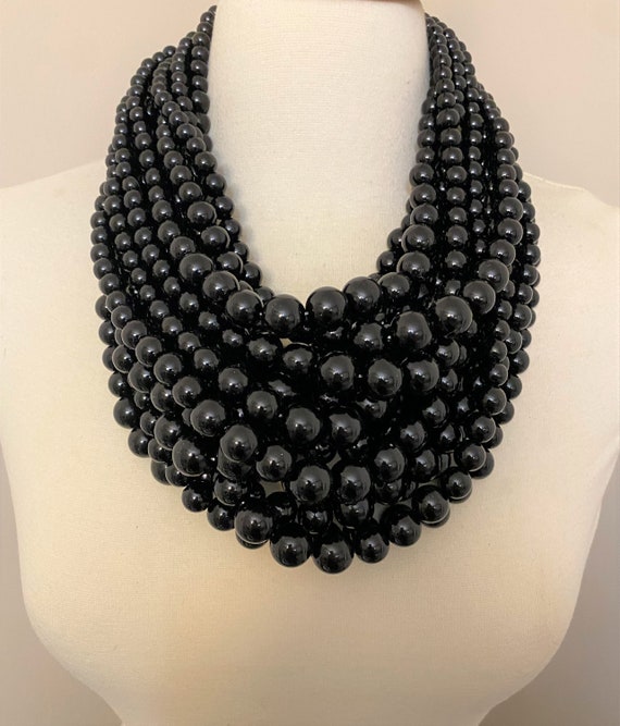 Designer Monies Modernistic Multi Strand Black Large Necklace - Etsy