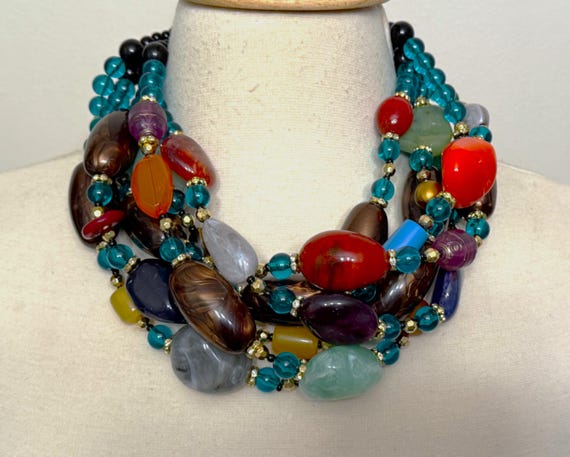 Gorgeous Multi Color Resin & Acrylic Beads Necklace