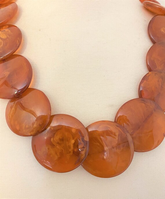 Beautiful Amber Color Resin Statement Necklace - Gem
