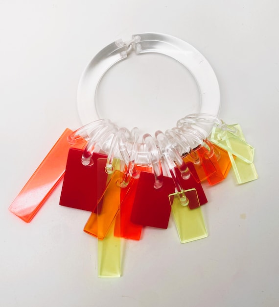 Exquisite Monies Gerda Lynggaard Acrylic Clear & Multi Neon Color Bracelet