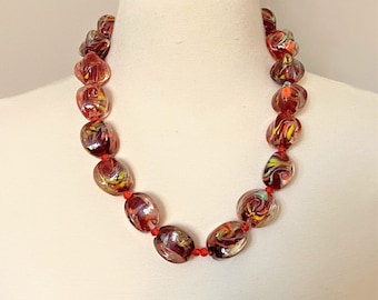 Collier Vénitien Perles Verre Murano Nœud - Style Mariage, Occasion Bon état !