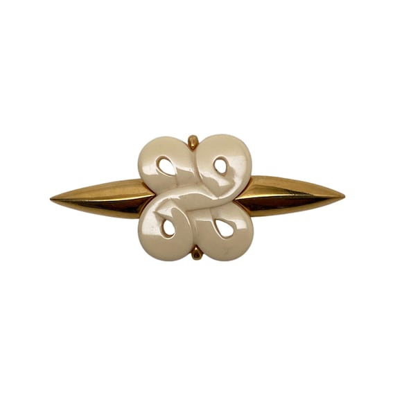 Vintage 1977 Givenchy Resin & Gold Plated Logo Brooch Pin