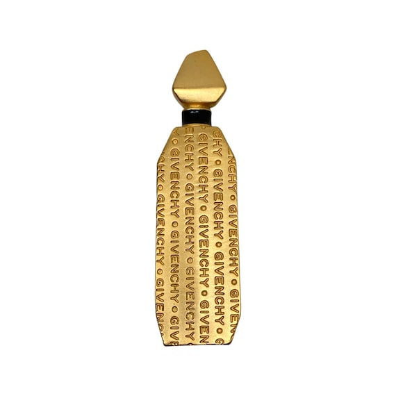 Rare Vintage Givenchy Logo Bottle Gold Plated with Black Enamel Brooch Pin