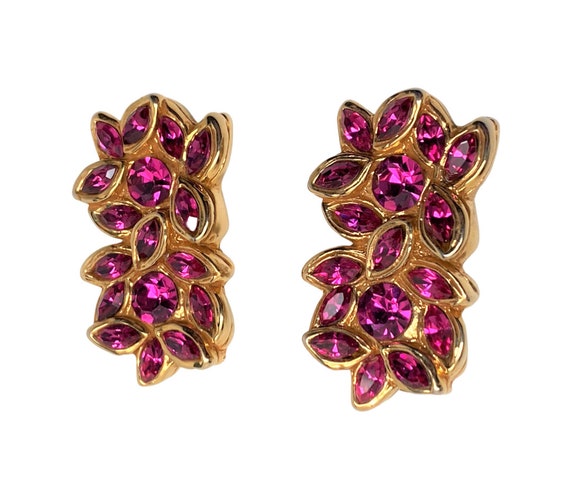 Vintage Christian Lacroix Gold Plated & Pink Crys… - image 3