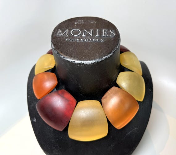 Gerda Lynggaard Monies Orange, Red & Gold Foil Acrylic Statement Necklace