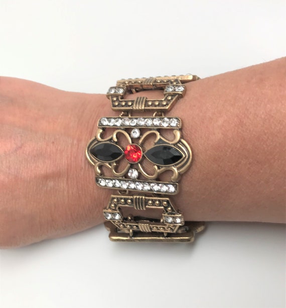 Gorgeous Antique Gold & Crystal Bracelet