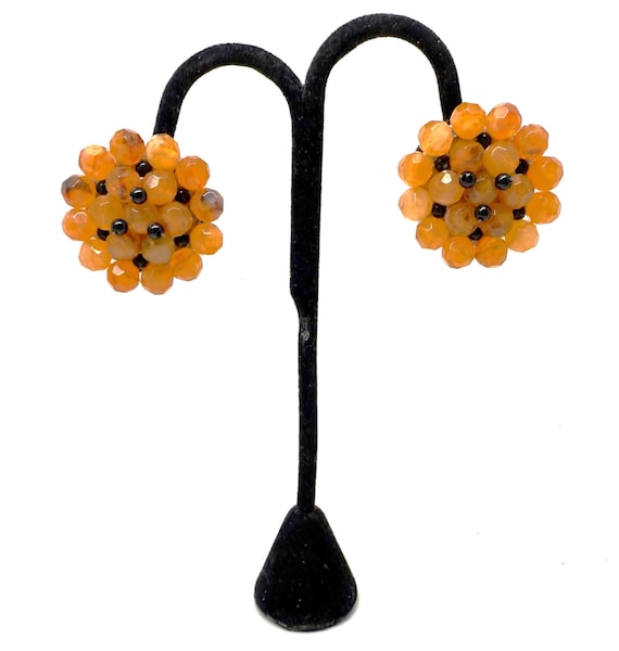 Angela Caputi Honey Color Resin Clip On Earrings