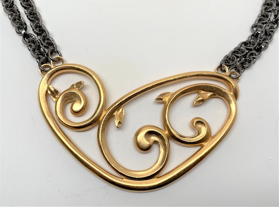 Yves Saint Laurent YSL Gold Plated & Gunmetal "Limited Edition" 41/500 Necklace