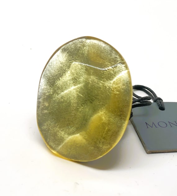 Gorgeous Gerda Lynggaard Monies Massive Lucite Gold Foil Ring Size 8