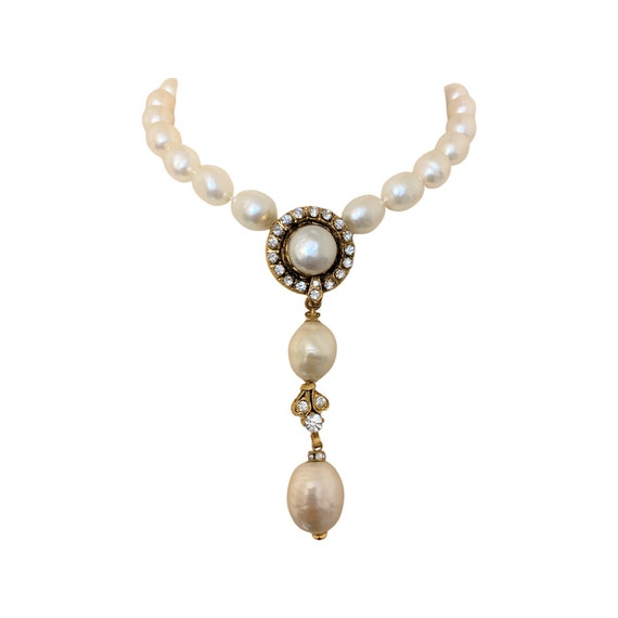 Vintage Authentic Chanel Faux Baroque Pearl & Cry… - image 5