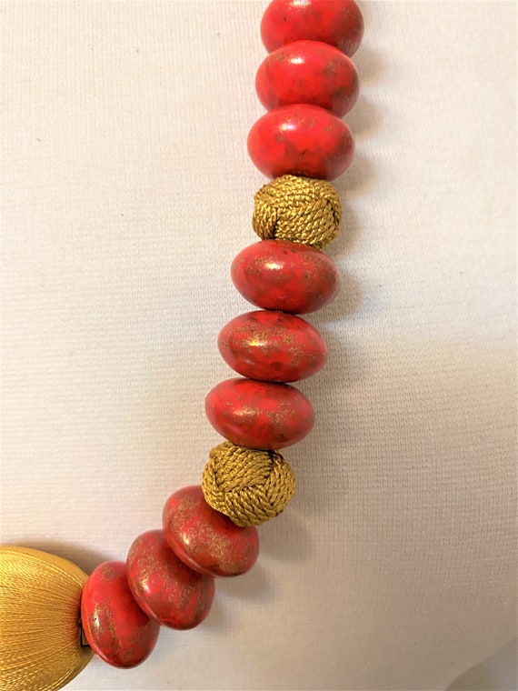 Yves Saint Laurent YSL Rive Gauche Red Beads and … - image 8
